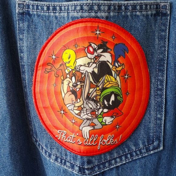 Looney Tunes x Dolls Kill Denim Overalls Large Vintage Y2K - Picture 4 of 8